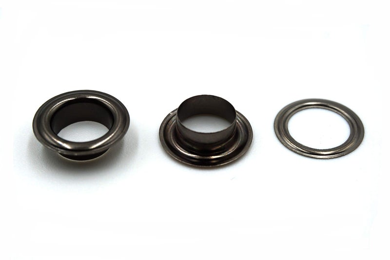 Innetoc Solid Brass Grommets Eyelets 100 Pack (3/8"(10x16.5), Gun Black) - Image 1
